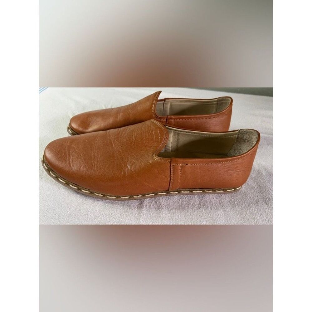 Bespoky Turkish Tan Leather Slip on Loafers Unisex Size 40